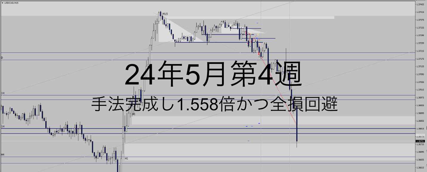 24年5月4週_水準3週_ドルカナと日経で抜き売り成功、手法完成し1.558倍