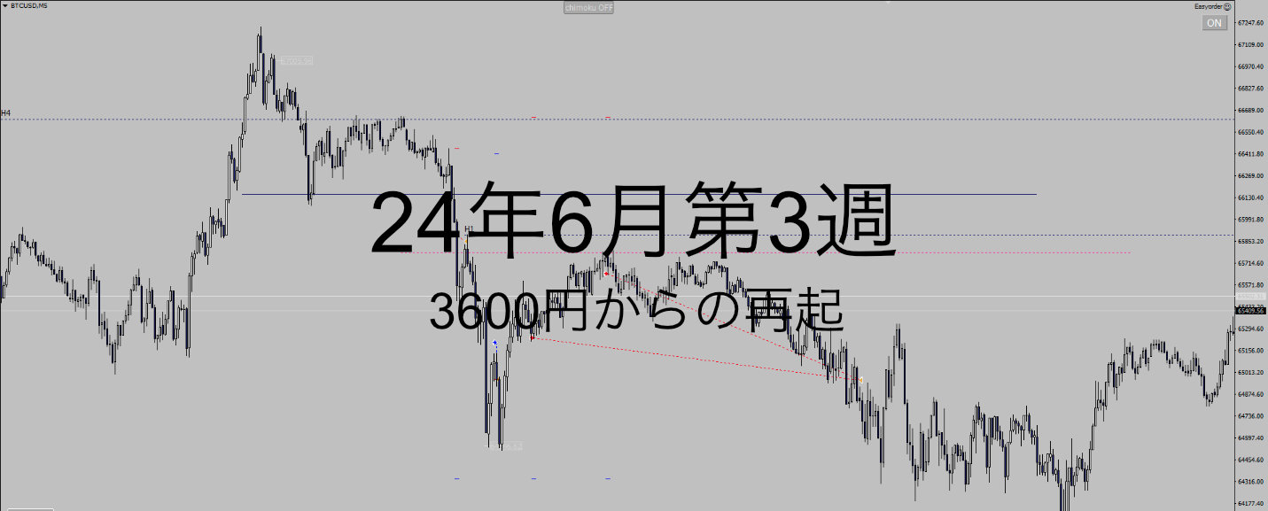 24年6月3週_水準7週_ビットコで下りの階段トレード成功3.6k→5.8k